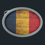 旧木造ルーマニア国旗 卵形バックル<br><div class="desc">ルーマニア国旗；ルーマニア；ロマニア；ロマーン；</div>