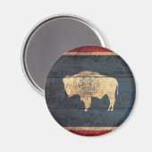 旧木造ワイオミング州旗 マグネット (正面/裏面)