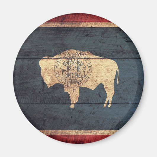 旧木造ワイオミング州旗 マグネット (正面)