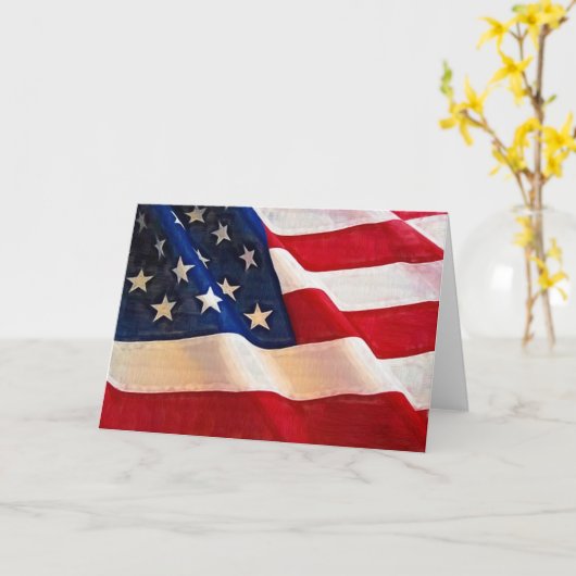 旧栄光のアメリカ国旗の波紋 カード (黄色い花)