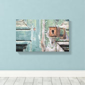 旧欠損ブルー色彩の鮮やかドア キャンバスプリント (インサイチュ (ウッドフロア))