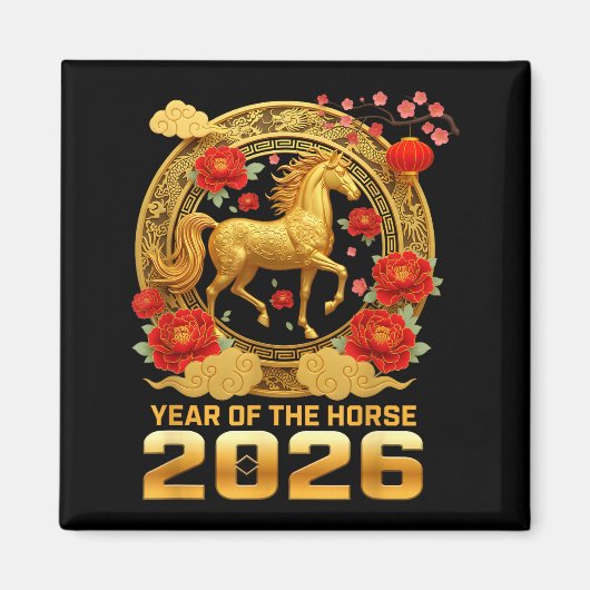 旧正月おめでとう 2026 – 午年のお祝い マグネット (正面)
