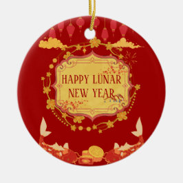 旧正月お祝い:歓喜の夜 セラミックオーナメント