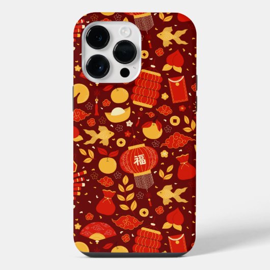 旧正月のお祝い 赤 iPhoneケース (裏面)