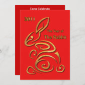 旧正月のウサギ 招待状 (正面/裏面)