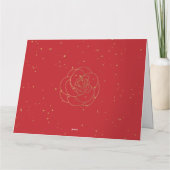 旧正月の写真を赤と金ゴールドでパーソナライズ カード (裏面)