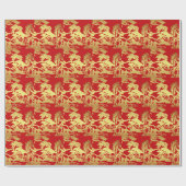 旧正月の包装紙の金馬 ラッピングペーパー (フラット)