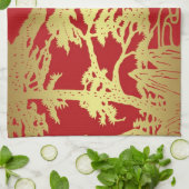 旧正月の台所タオルの#Teaタオル キッチンタオル (折り畳み)