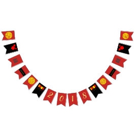 旧正月の赤い黒および金ゴールドの旗の旗布 バンティングフラッグ