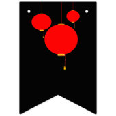 旧正月の赤い黒および金ゴールドの旗の旗布 バンティングフラッグ (第2の旗)