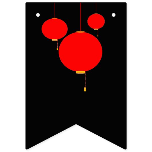 旧正月の赤い黒および金ゴールドの旗の旗布 バンティングフラッグ (第2の旗)