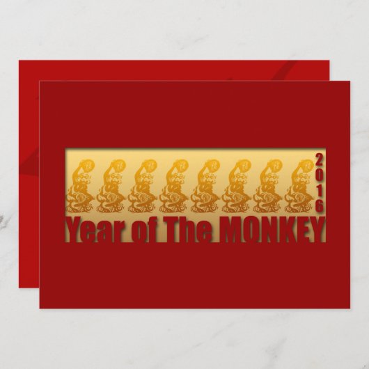 旧正月の2016年の招待状のための8匹の猿 招待状 (正面/裏面)