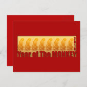 旧正月の2016年の郵便はがきのための8匹の猿 シーズンポストカード (正面/裏面)