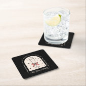 旧正月パーティーファンシーダークコケットブラック スクエアペーパーコースター (インサイチュ)