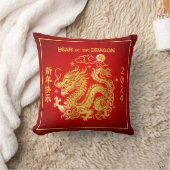 旧正月中国のドラゴン2024ゴールドフォイルレッド クッション (ブランケット)