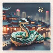 旧正月中国のヘビ2025誕生日GC ガラスコースター (正面)