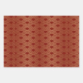 旧正月中国の赤金ゴールドゴールデン〔占星術の〕十二宮図 ラッピングペーパーシート (正面3)