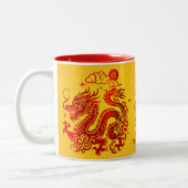 旧正月中国の2024ドラゴンレッドフォイルイエロー ツートーンマグカップ (左)