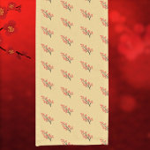 旧正月梅の花5つの祝福 ショートテーブルランナー