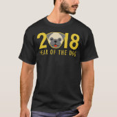旧正月2018年間の犬のパグ Tシャツ (正面)