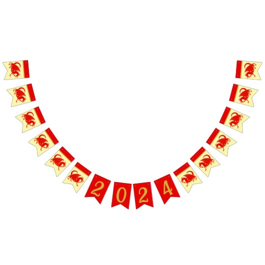 旧正月2024レッドドラゴンおもしろいパーティーデコール バンティングフラッグ (全)