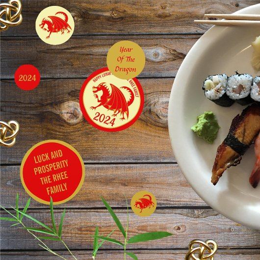 旧正月2024レッドドラゴンおもしろいレッド金ゴールドパーティー コンフェッティ