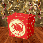 旧正月2024レッドドラゴンおもしろい水玉模様パーティー フェイバーボックス