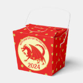 旧正月2024レッドドラゴンおもしろい水玉模様パーティー フェイバーボックス (正面サイド)