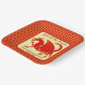 旧正月2024レッドドラゴンかわいいカスタムパーティー ペーパープレート (傾斜あり)