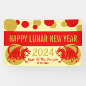 旧正月2024レッドドラゴンかわいいパーティーへようこそ 横断幕 (横)