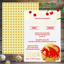 旧正月2024赤ドラゴン白モダン金ゴールド