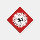 旧正月 羊と紅い花 スタンダードカクテルナプキン (角)