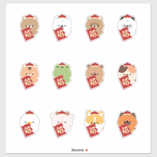 旧正月 – 赤いパケットの運 シール (シート)