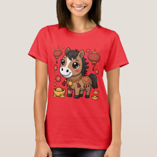 旧正月 馬 Tシャツ 幸運を祈る 馬柄 春節