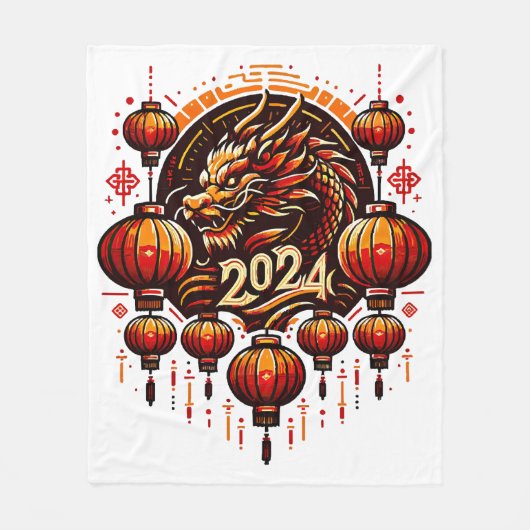 旧正月 2024 フリースブランケット (正面)