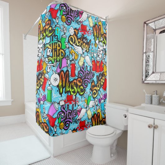 旧派グラフィッティ シャワーカーテン (インサイチュ)