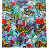 旧派グラフィッティ シャワーカーテン (正面)