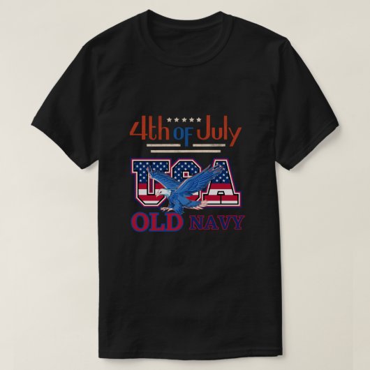 旧海軍アメリカ国旗、7月4日シャツ Tシャツ (デザイン正面)