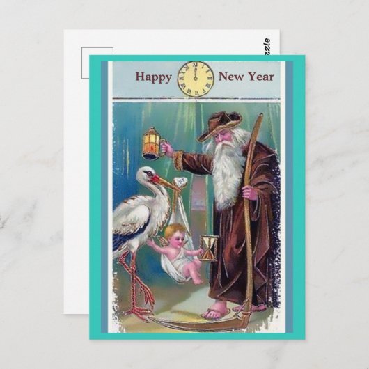 旧父時刻&ベビー年始ヴィンテージ1909年版 ポストカード (正面/裏面)