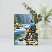 *~*旧男性魚釣りストリームAP49ストリーム ポストカード (スタンド正面)