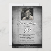 旧白黒ヴィンテージ写真90誕生日 招待状 (正面)