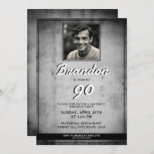 旧白黒ヴィンテージ写真90誕生日 招待状 (正面/裏面)