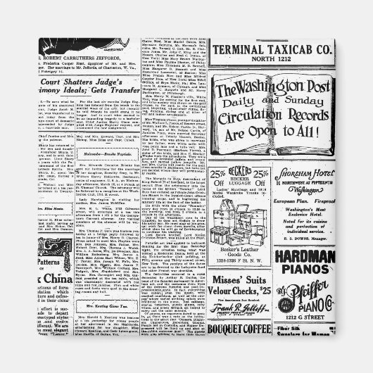 旧白黒新聞、ヴィンテージレトロ広告 マグネット (正面)