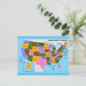 旧米国地図州首都とメキシコ湾 ポストカード (スタンド正面)