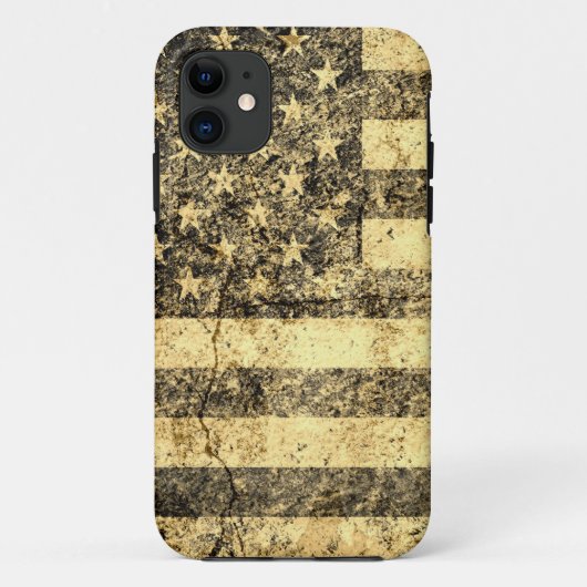 旧米国旗グランジ割れ壁 Case-Mate iPhoneケース (裏面)