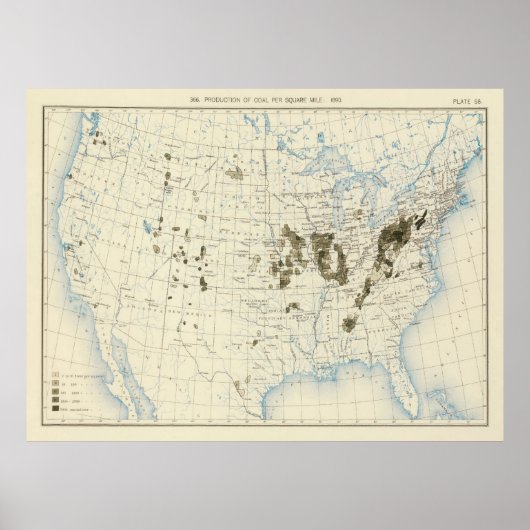 旧米国炭鉱地図(1898) ポスター (正面)