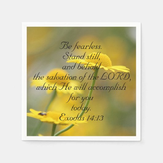 旧約聖書聖なる書物、 経典引用文 – 出エジプト記14:13 スタンダードカクテルナプキン (正面)