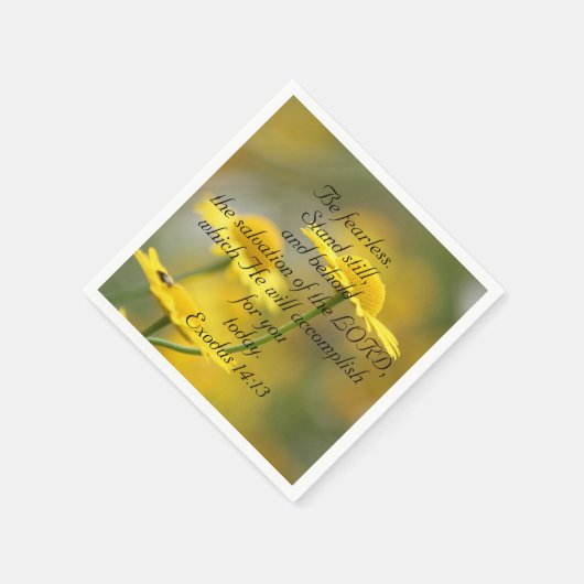 旧約聖書聖なる書物、 経典引用文 – 出エジプト記14:13 スタンダードカクテルナプキン (角)