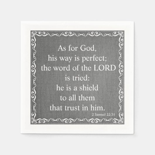 旧約聖書聖なる書物、 経典引用文- 2サムエル22: スタンダードカクテルナプキン (正面)