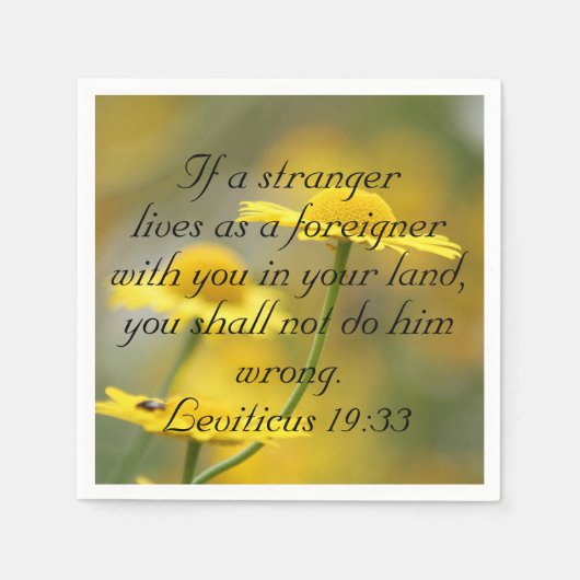 旧約聖書聖なる書物、 経典引用文- Leviticus 19 スタンダードカクテルナプキン (正面)
